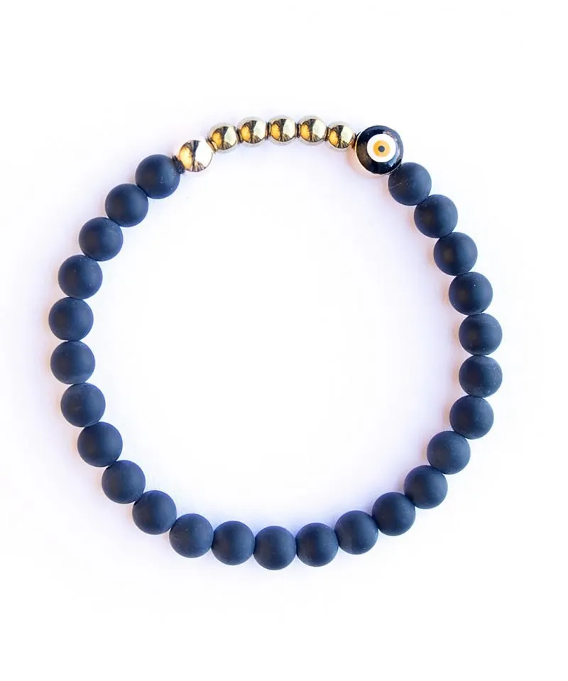 Ojo Bracelet Matte Black Agate – Gold