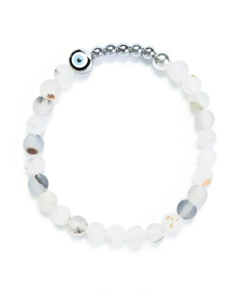 Ojo Bracelet Frosted Motley Agate – Silver