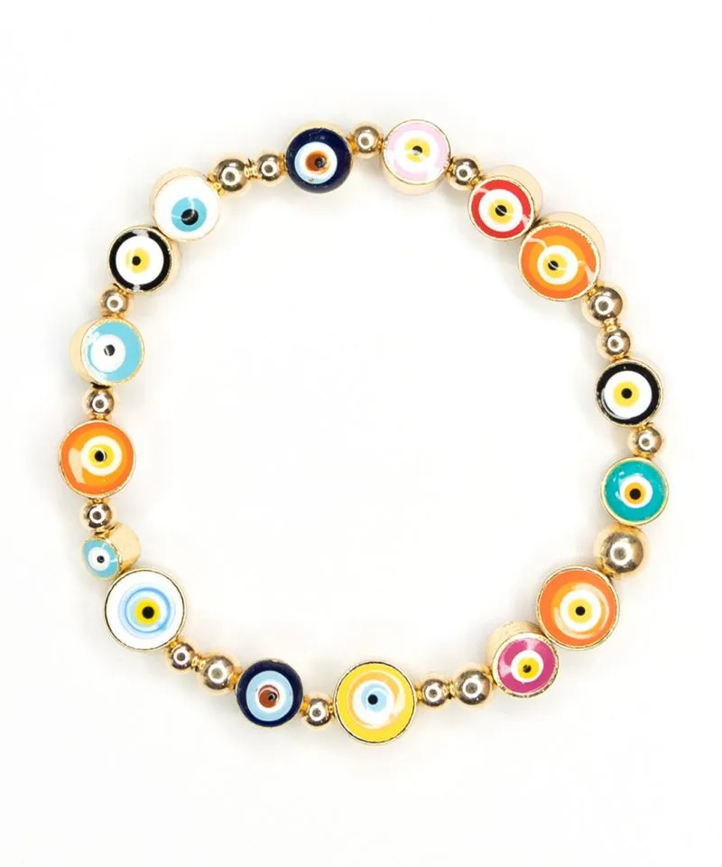 Mini Bead Bracelet & Evil Eye - 14k Gold Fill