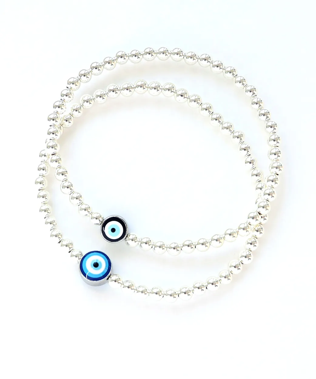 4mm Silver Evil Eye Bracelet