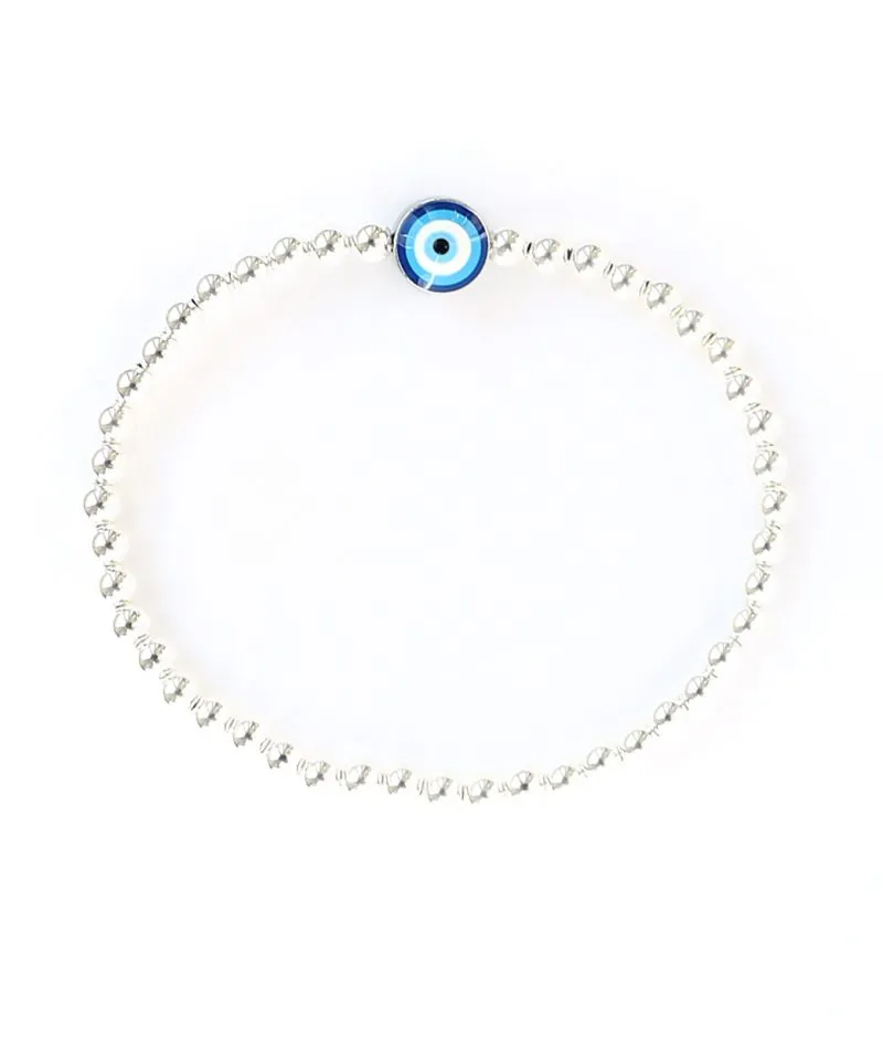 4mm Silver Evil Eye Bracelet