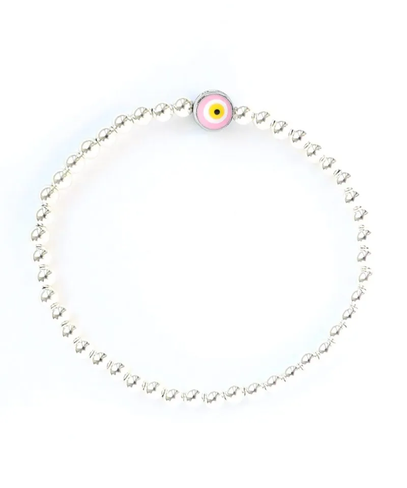 4mm Silver Evil Eye Bracelet