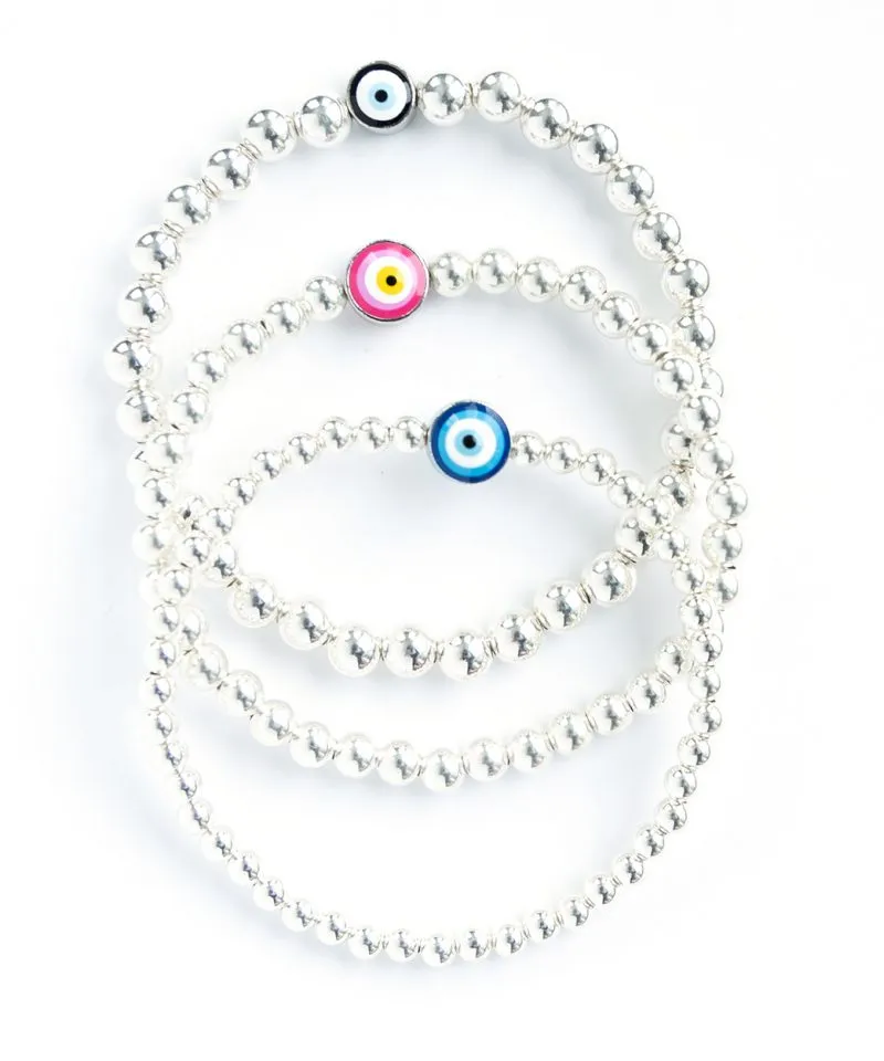 4mm Silver Evil Eye Bracelet