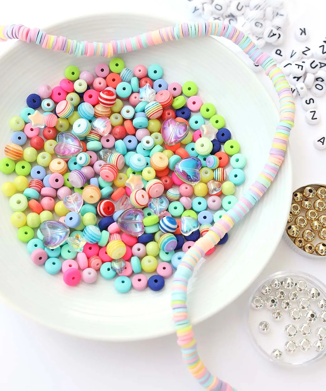 Candy Necklace Beads, Pastel Candy Beads for Jewelry Making, Rondelle Beads  for Bracelet, Necklace